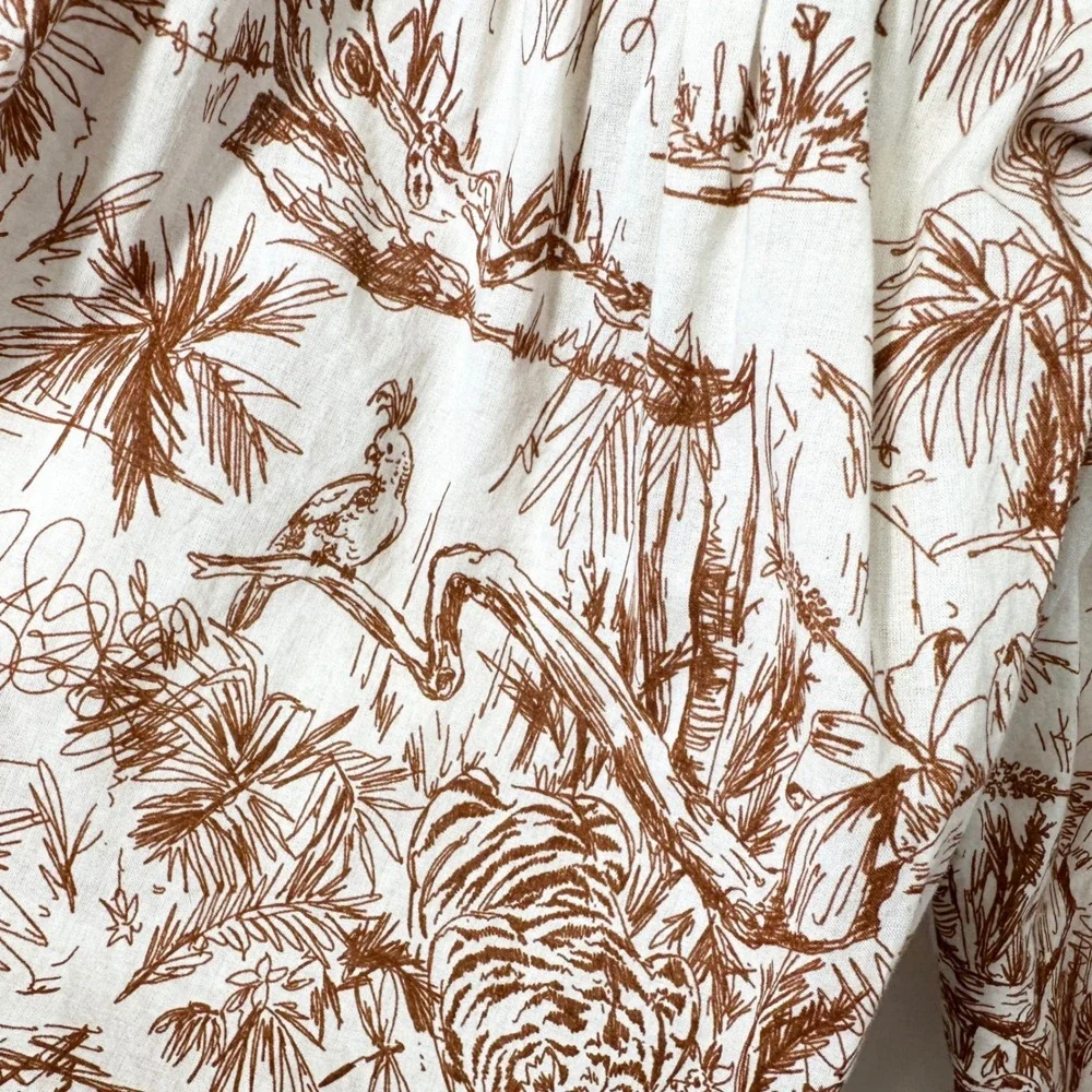 Johnny Was Medium Top Safari Jungle Toile Pintuck Boho Tunic Tiger Country 202